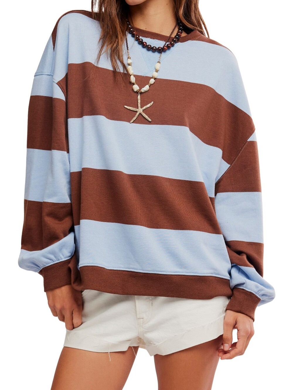 We The Free Classic Striped Oversized Crewneck Size Large